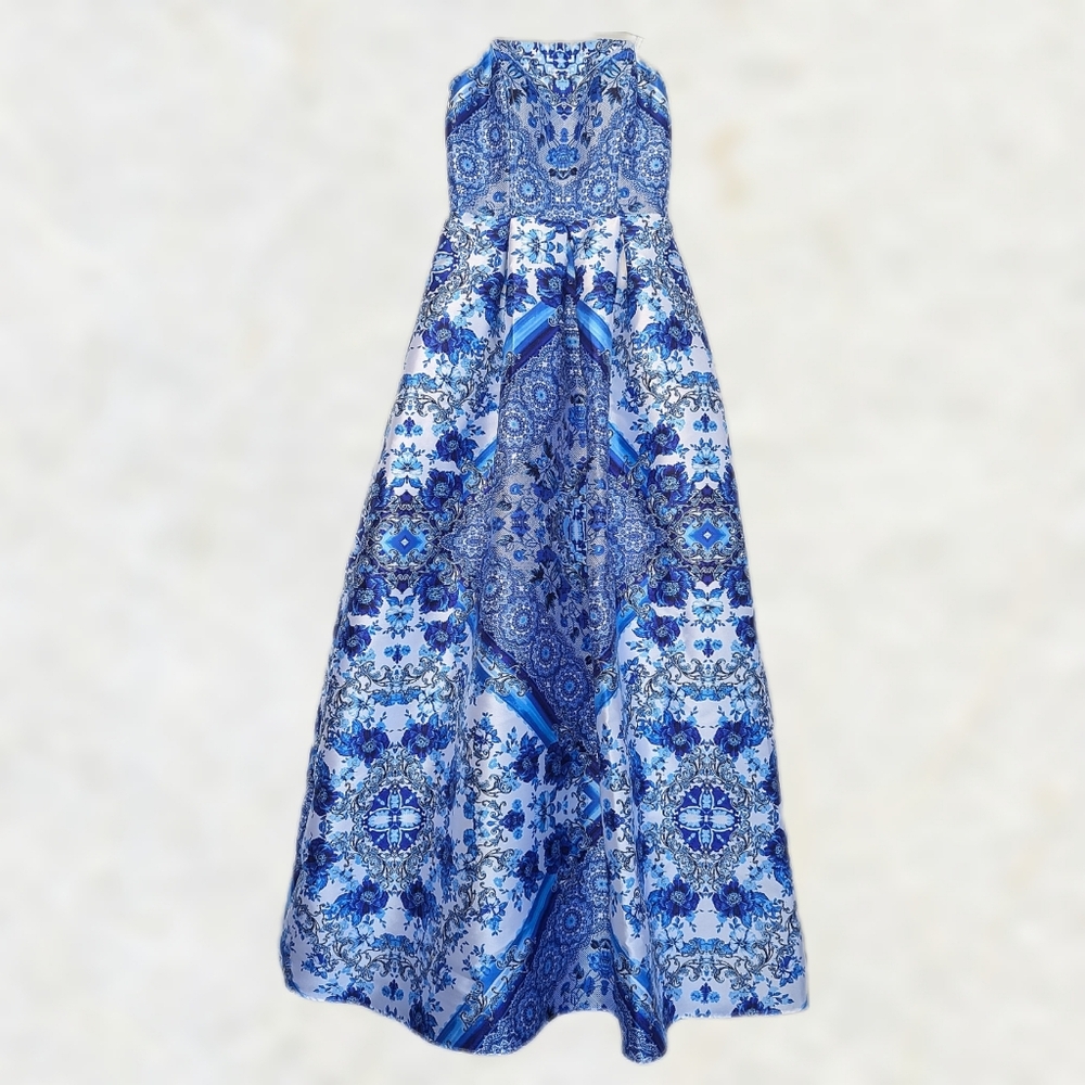 Speechless NWT White, Blue Porcelain Chinoiserie Floral Dress sz 7 Graduation - Picture 3 of 8